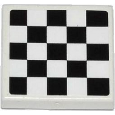 white tile 2 x 2 with checkered pattern sticker - set 60019