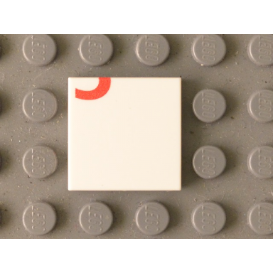white tile 2 x 2 with red 3 lower half pattern