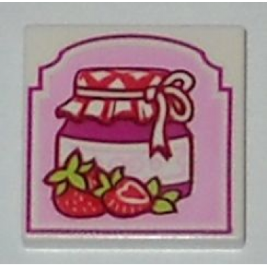 white tile 2 x 2 with strawberry preserves pattern