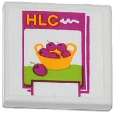 white tile 2 x 2 with hlc and cherries pattern sticker - set 41035