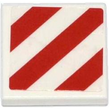 white tile 2 x 2 with red and white danger stripes pattern sticker - set 79118