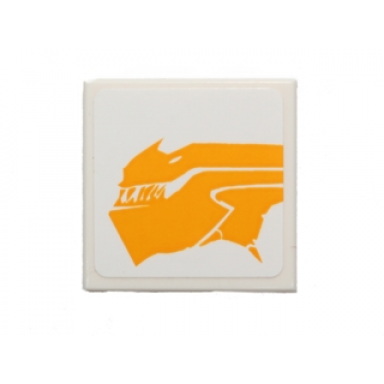 white tile 2 x 2 with bright light orange sando aqua monster pattern model left side sticker - set 75048