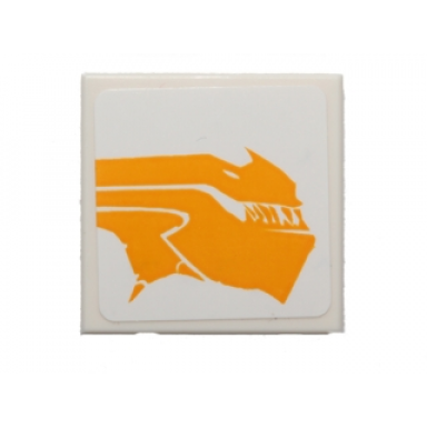 white tile 2 x 2 with bright light orange sando aqua monster pattern model right side sticker - set 75048