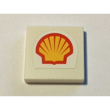 white tile 2 x 2 with shell logo small pattern sticker - set 40195