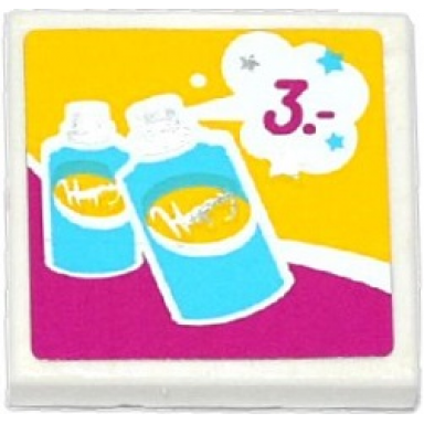 white tile 2 x 2 with 2 spray cans and 3.- pattern sticker - set 41093
