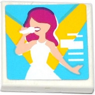 white tile 2 x 2 with female singer in spotlights pattern sticker - set 41093