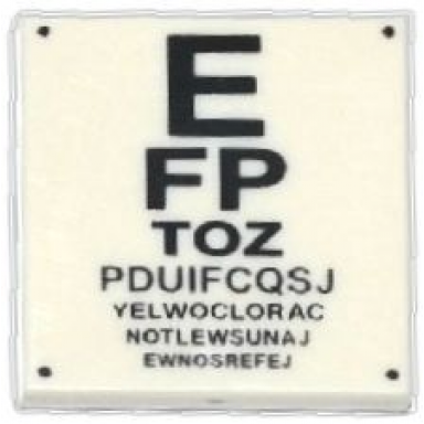 white tile 2 x 2 with eye chart pattern