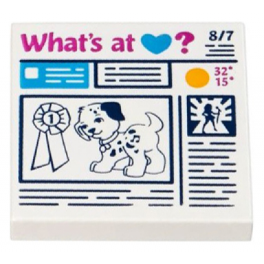 white tile 2 x 2 with prize ribbon dog and whats at heart? newspaper pattern