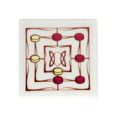white tile 2 x 2 with elven gameboard and magenta and yellow tiles pattern sticker - set 41072