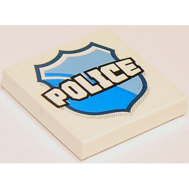 white tile 2 x 2 with police on badge pattern