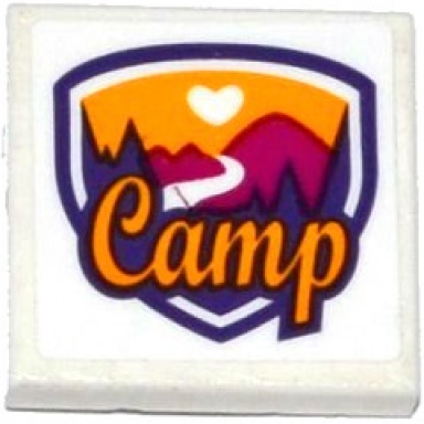 white tile 2 x 2 with friends camp pattern sticker - set 41122