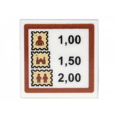 white tile 2 x 2 with sign with stamps and prices 100 150 200 pattern sticker - set 10222