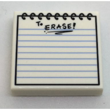 white tile 2 x 2 with spiral ruled notepad with to erase! note pattern