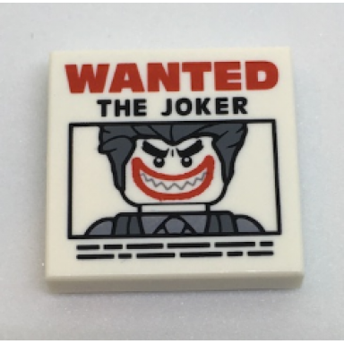 white tile 2 x 2 with wanted the joker poster pattern