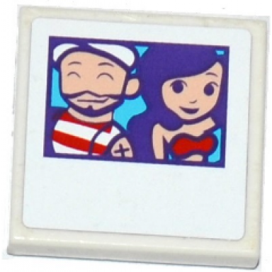 white tile 2 x 2 with sailor and friends female photo pattern sticker - set 41129