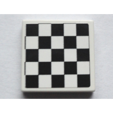 white tile 2 x 2 with checkered pattern with thin black border sticker - set 75913