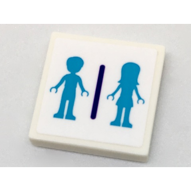 white tile 2 x 2 with medium azure mini doll male and female silhouettes dressing room pattern sticker - set 41313
