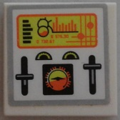 white tile 2 x 2 with control panel and gauges pattern sticker - set 7644