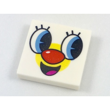 white tile 2 x 2 with ppg smartphone face with red nose pattern