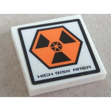 white tile 2 x 2 with high risk area pattern sticker - set 7644