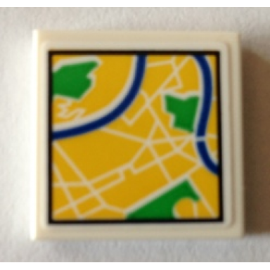 white tile 2 x 2 with map city street view pattern sticker - set 40170