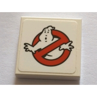 white tile 2 x 2 with ghostbusters logo pattern sticker - set 75827