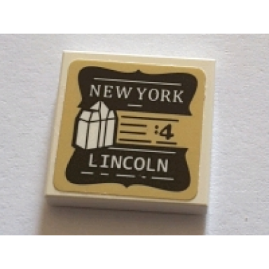 white tile 2 x 2 with white new york lincoln on black background pattern sticker - set 75827