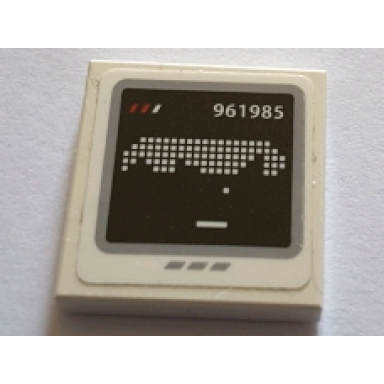 white tile 2 x 2 with screen with white 961985 and pixelated pattern sticker - set 75827