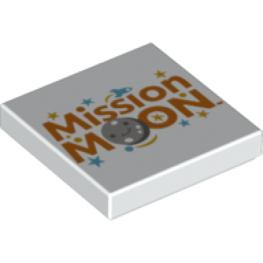 white tile 2 x 2 with mission moon pattern