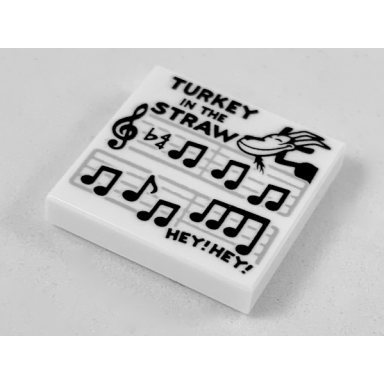 white tile 2 x 2 with turkey in the straw sheet music and goat pattern
