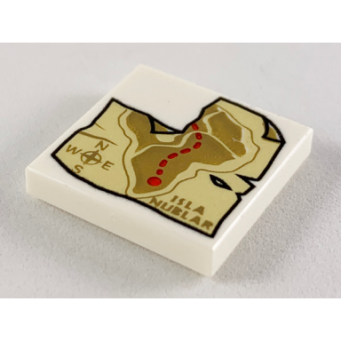white tile 2 x 2 with isla nublar map pattern