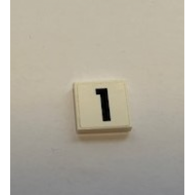 white tile 2 x 2 with black number 1 on white background pattern sticker - set 60110