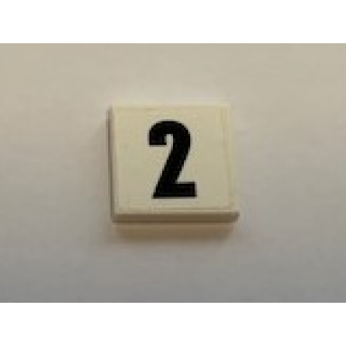 white tile 2 x 2 with black number 2 on white background pattern sticker - set 60110