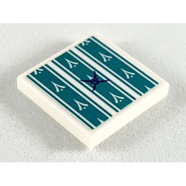 white tile 2 x 2 with dark turquoise seat cushion pattern sticker - set 41164