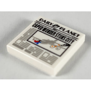white tile 2 x 2 with newspaper daily planet and caped wonder stuns city pattern