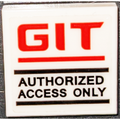 white tile 2 x 2 with red git and black authorized access only pattern sticker - set 70631