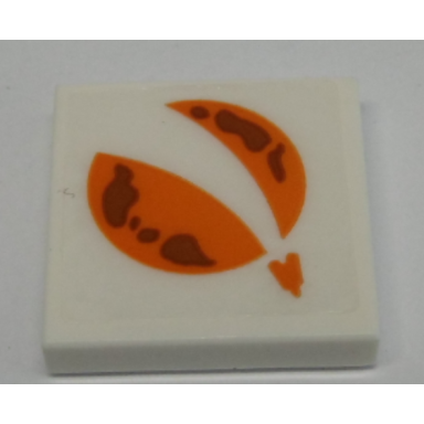 white tile 2 x 2 with orange city mars exploration logo pattern sticker - set 60228