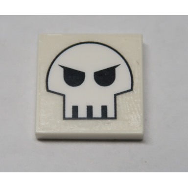 white tile 2 x 2 with skull pattern sticker - set 10192