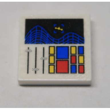 white tile 2 x 2 with computer screen radar control pattern sticker - set 10192