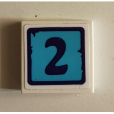 white tile 2 x 2 with dark purple number 2 pattern sticker - set 41325