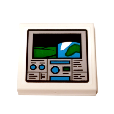 white tile 2 x 2 with computer monitor with landscape display pattern sticker - set 75936