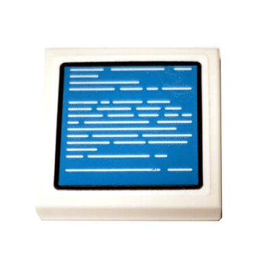 white tile 2 x 2 with computer monitor with blue screen and white text pattern sticker - set 75936