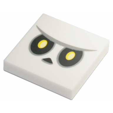white tile 2 x 2 with black eyes with yellow pupils triangle nose dark bluish gray unibrow pattern super mario bone goomba face