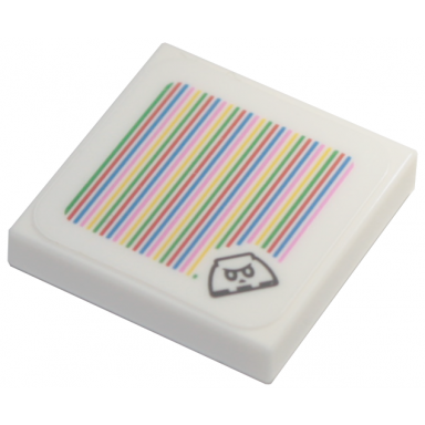 white tile 2 x 2 with super mario scanner code bone goomba pattern sticker - sets 71386 71387 71423