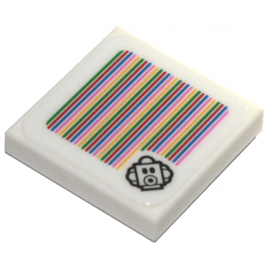 white tile 2 x 2 with super mario scanner code foo pattern sticker - set 71386