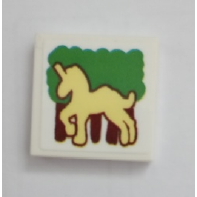 white tile 2 x 2 with trees and unicorn pattern sticker - set 75980