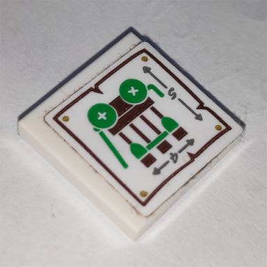 white tile 2 x 2 with engineering design arrows and number 4 and 5 pattern sticker - set 41185