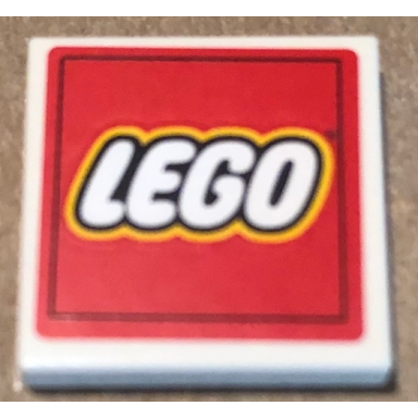 white tile 2 x 2 with lego logo on red background pattern sticker - sets 40145 40305 40528 40574 and gear 40359