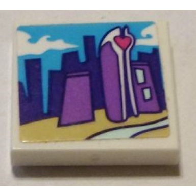 white tile 2 x 2 with city skyline with buildings pattern sticker - set 41336