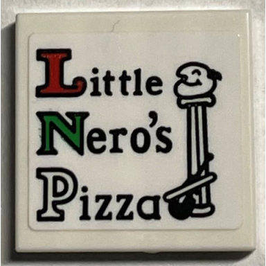 white tile 2 x 2 with little neros pizza and column pattern sticker - set 21330